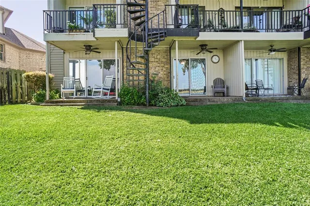 a view of a lake with a big yard