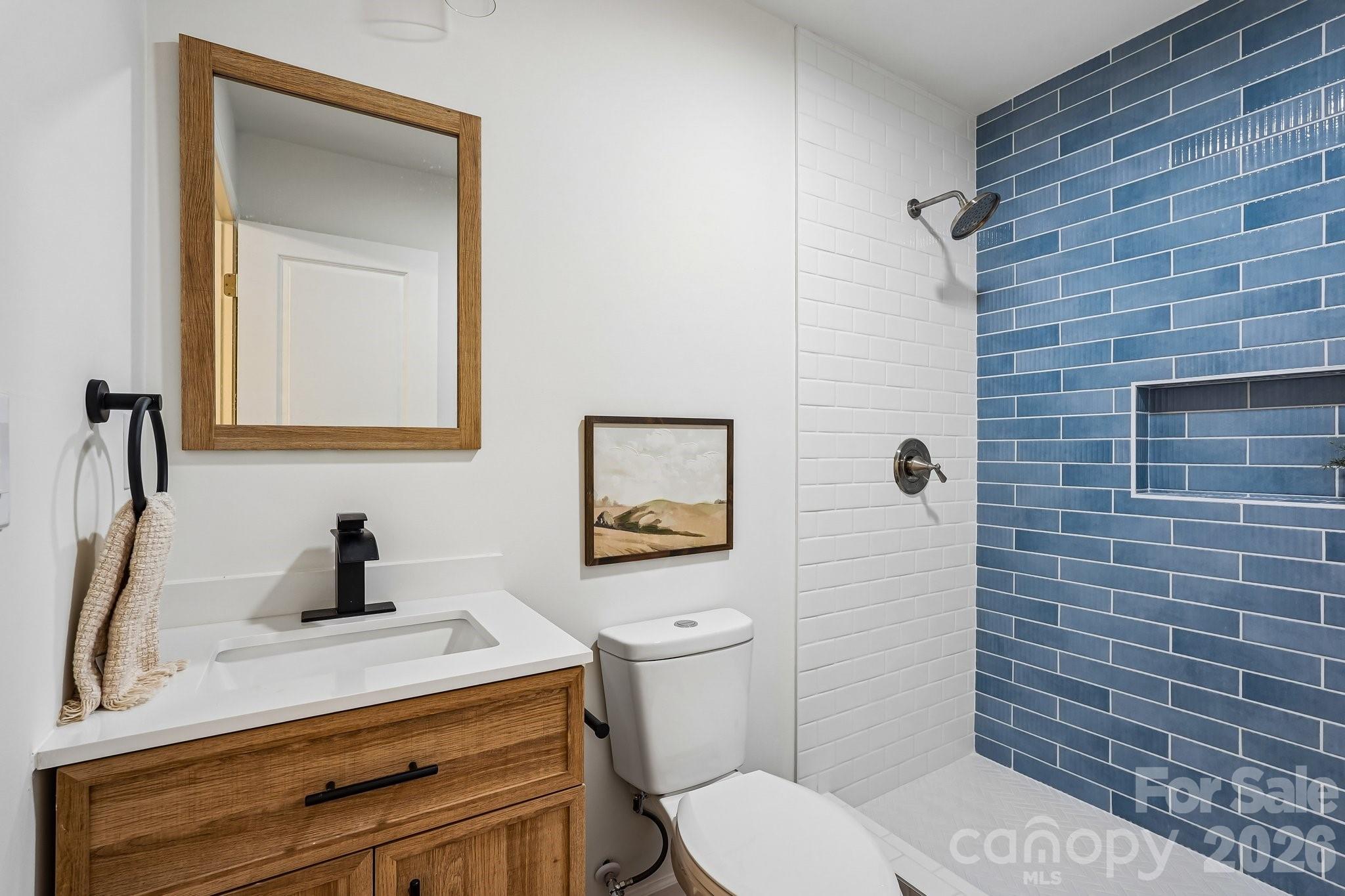 514 West Arch Street Lancaster, SC 29720 - Photo 6 of 43 a bathroom with a toilet a sink and mirror