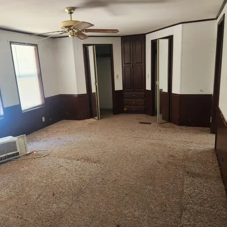 an empty room with closet