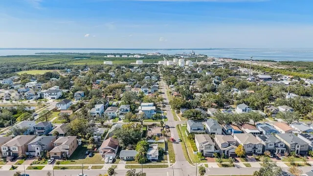 an aerial view of a city