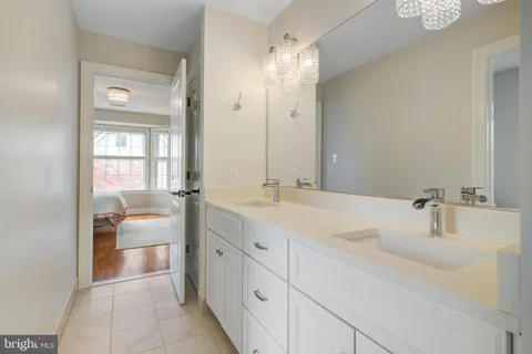 a view of a park with large trees