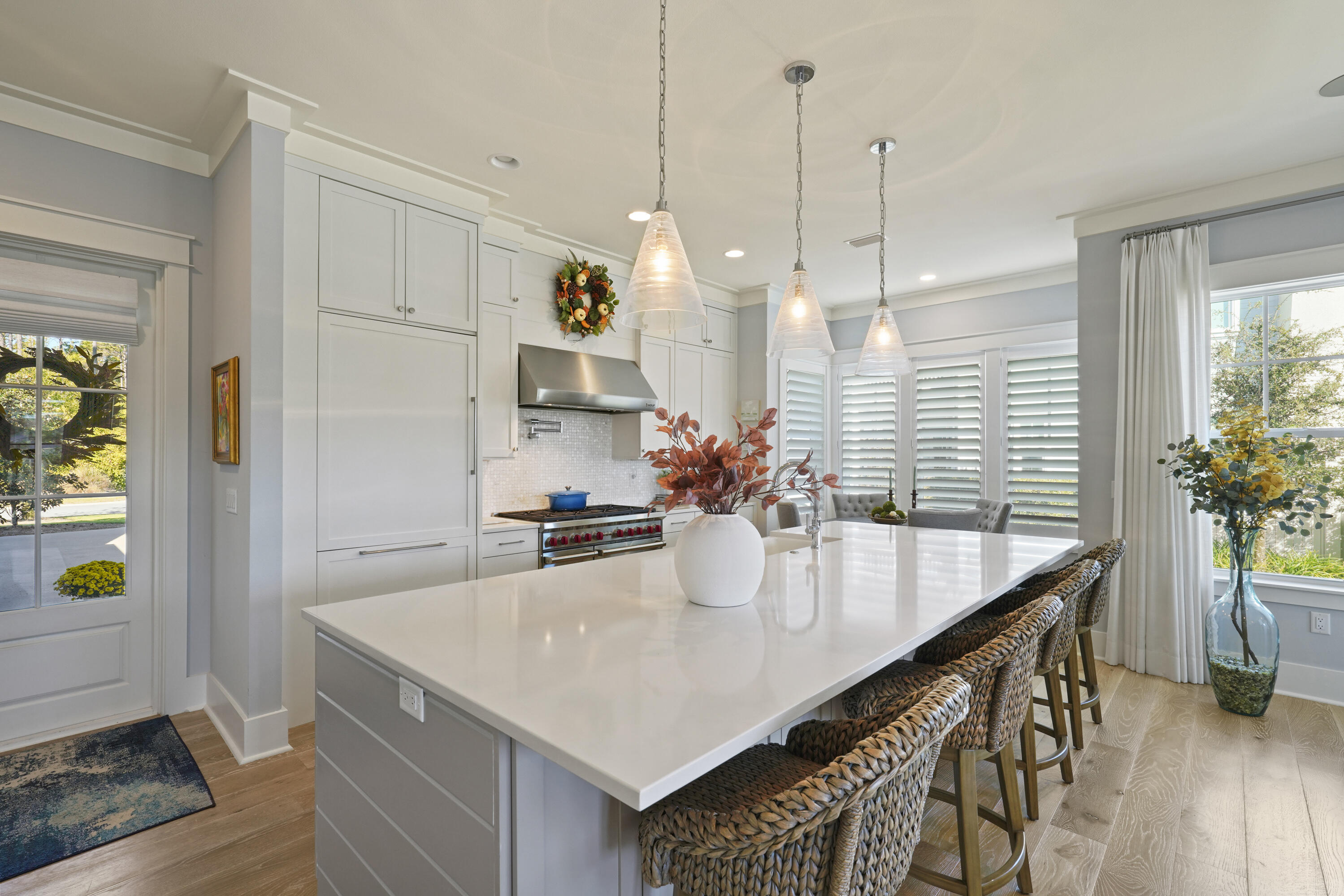 1060 Pathways Dr Inlet Beach Inlet Beach, FL 32461 - Photo 8 of 70 a kitchen with stainless steel appliances granite countertop a sink a counter space and wooden floor