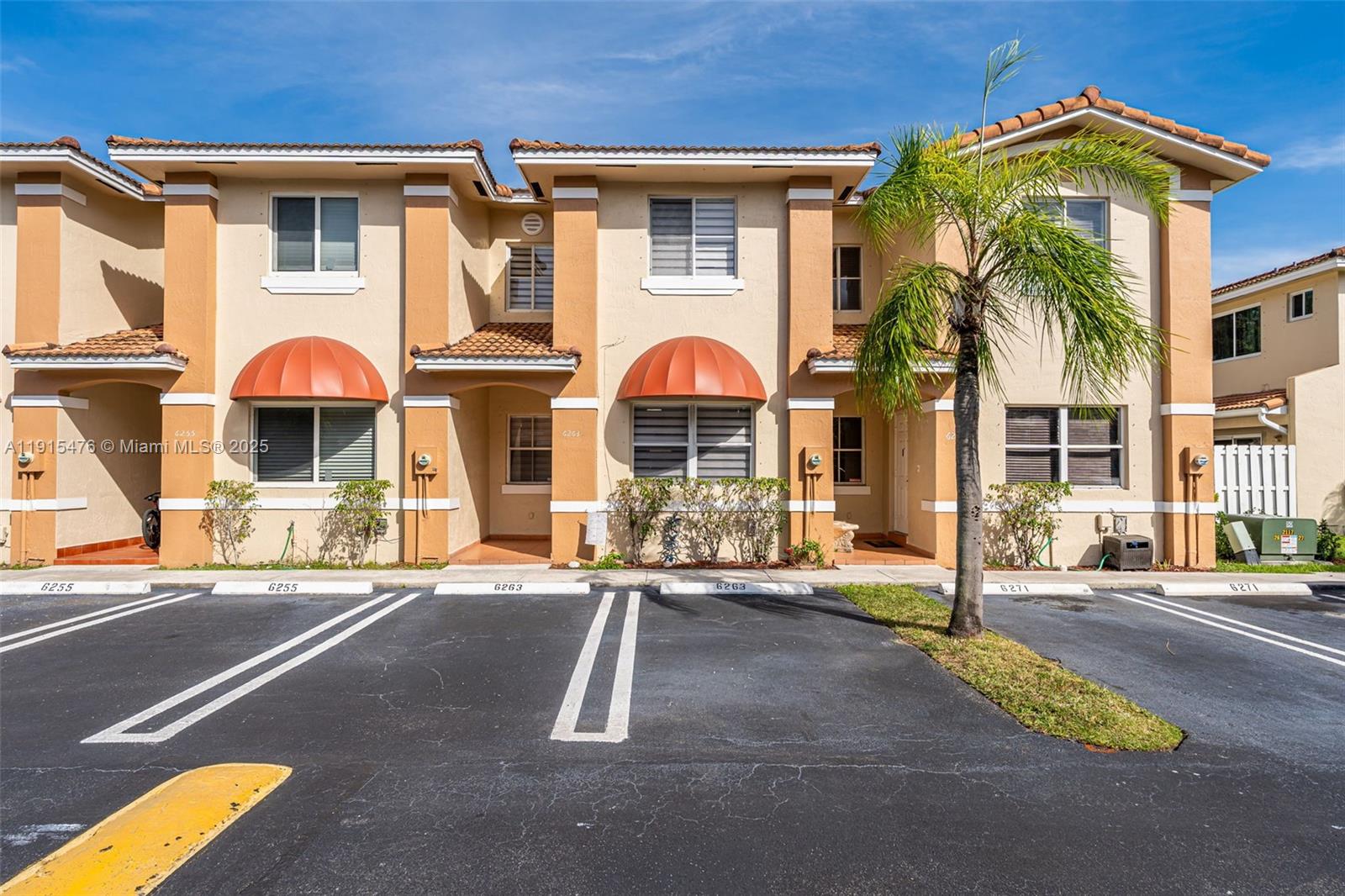 a front view of multiple houses