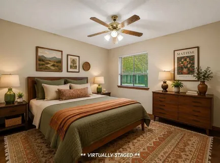 a bed room with a bed and a chandelier