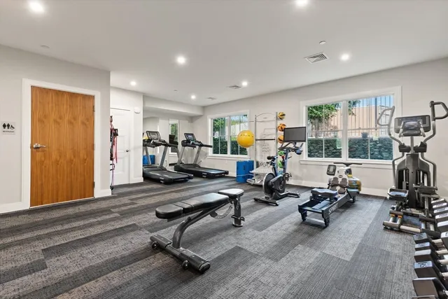 a view of a room with gym equipment