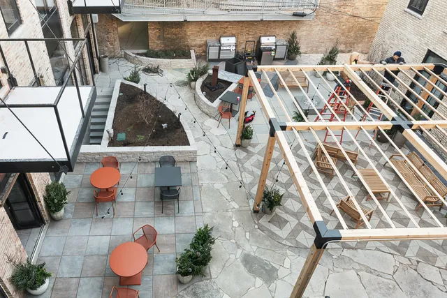 a view of a room with racks on the wall