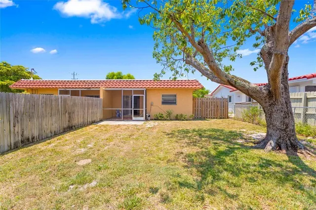 a house view with a backyard space