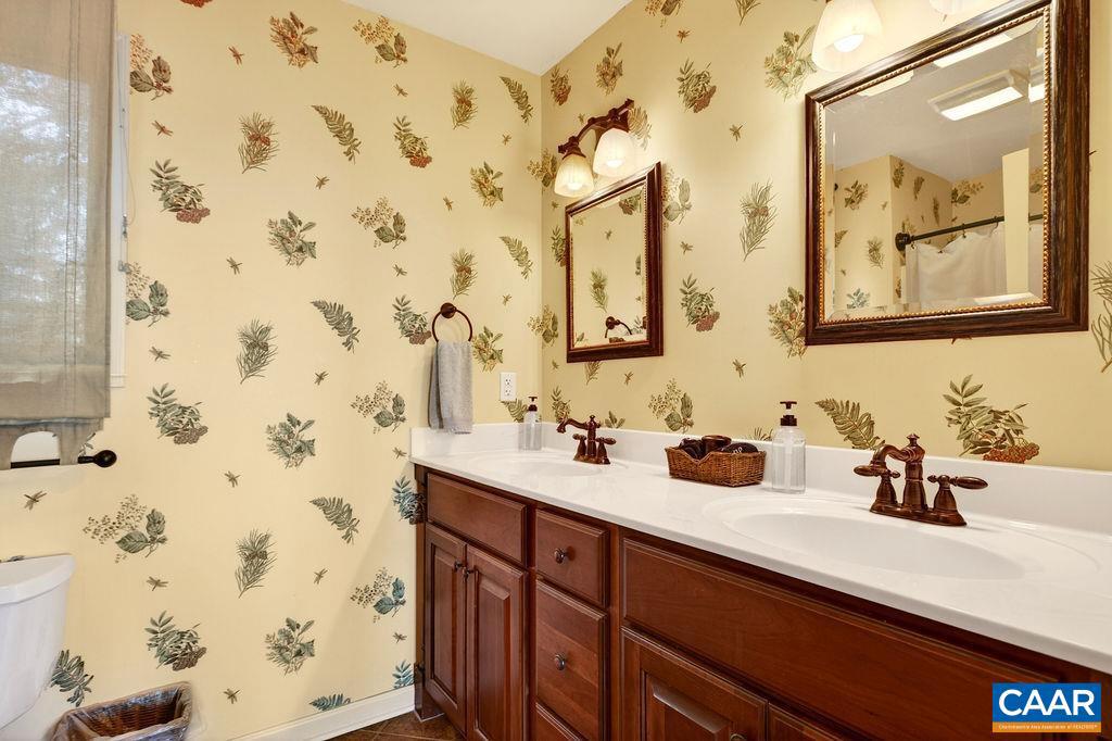42 Peavy Point Wintergreen, VA 22967 - Photo 31 of 74 a bathroom with a sink mirror and vanity