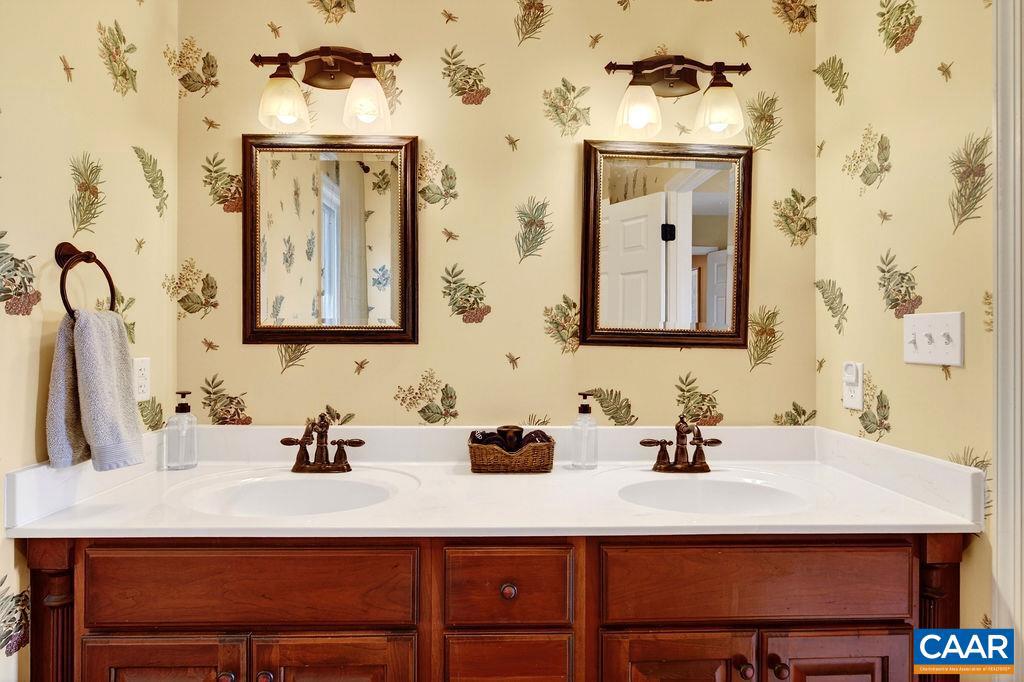 42 Peavy Point Wintergreen, VA 22967 - Photo 33 of 74 a bathroom with a sink vanity and mirror