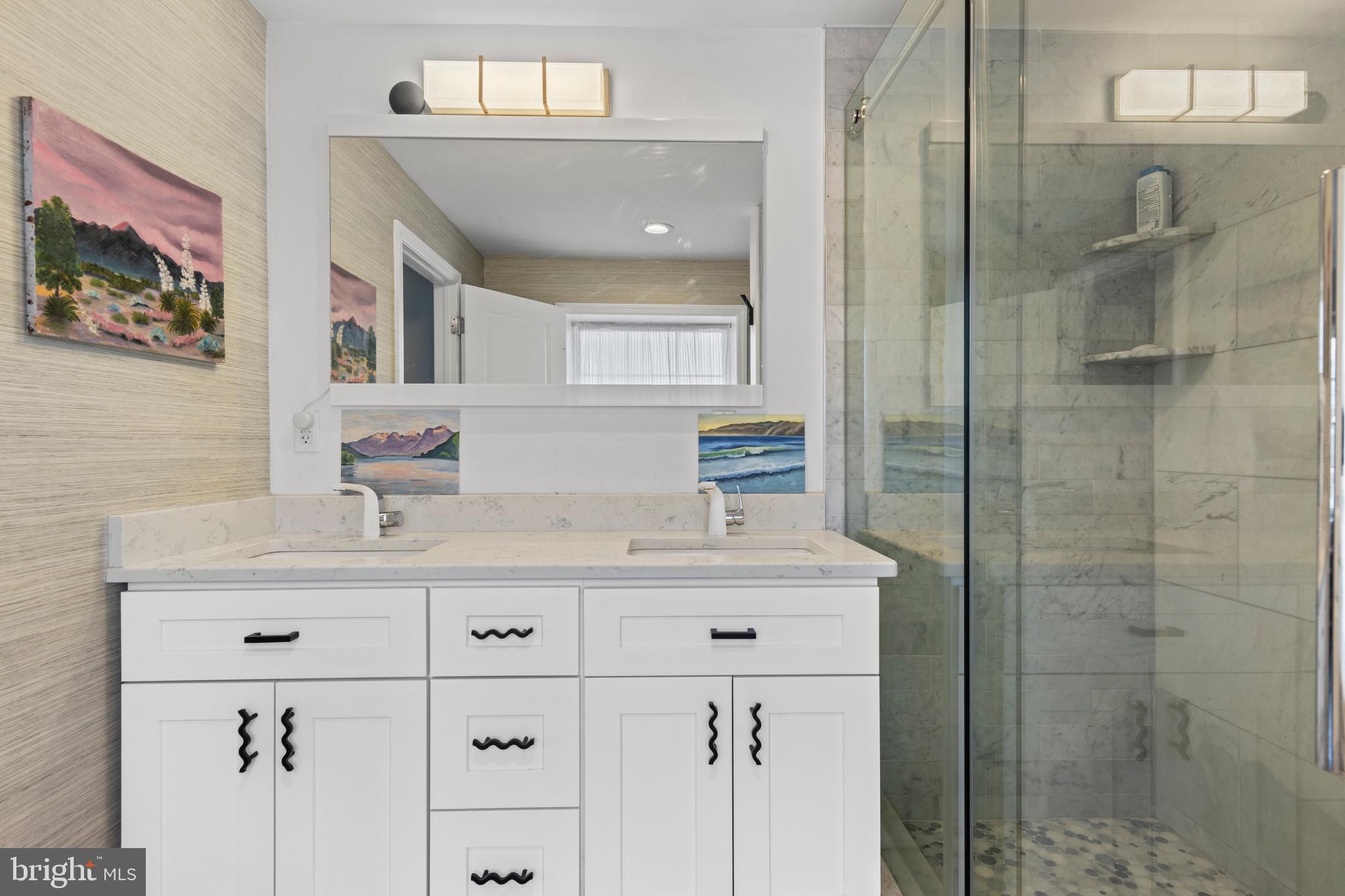 1354 Arbordale Road Wynnewood, PA 19096 - Photo 29 of 56 Double vanity & glass-enclosed shower