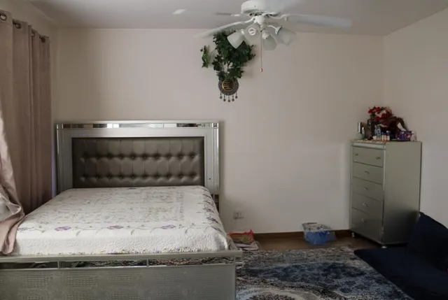 a view of a room with a chandelier