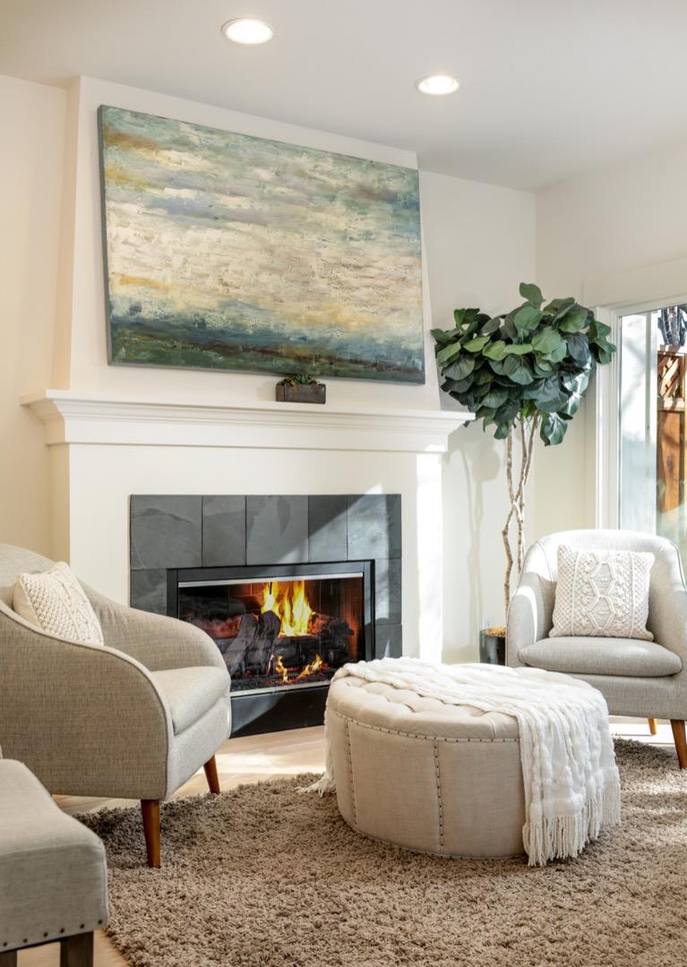595 Willow Road Menlo Park, CA 94025 - Photo 8 of 28 a living room with furniture and a fireplace