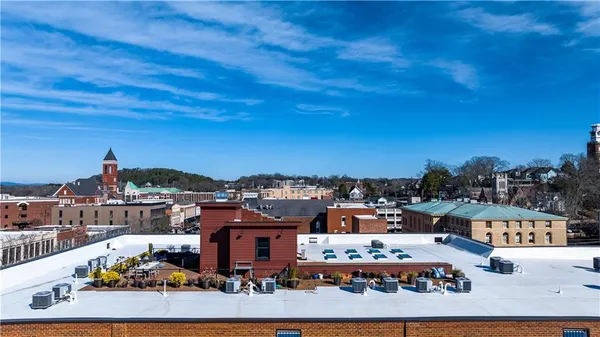 a view of a city from a terrace