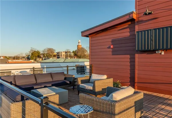 a terrace with outdoor seating
