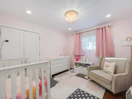 a room with furniture and stairs