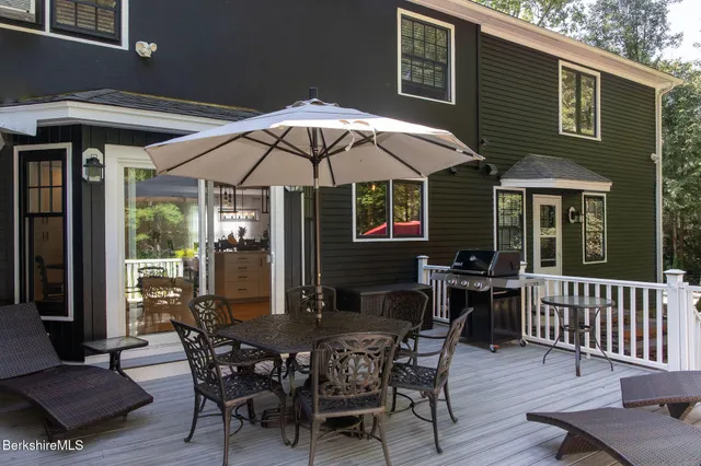 a view of a patio on the deck