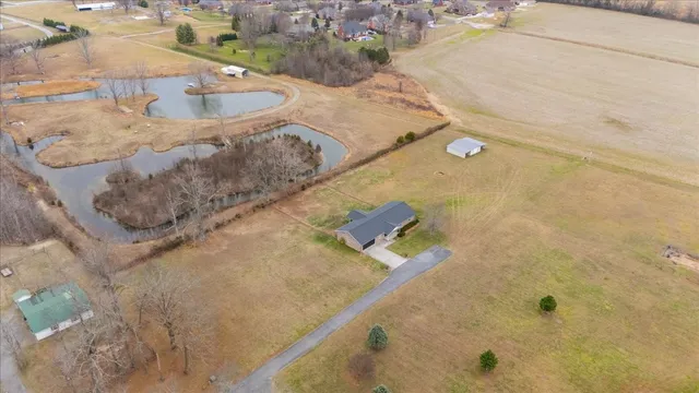 a house view with a lake view