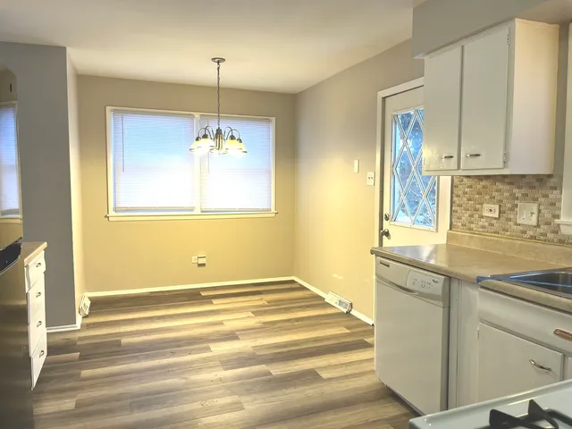 a view of a kitchen with a sink and dishwasher cabinets