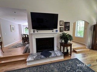 72 Pinnacle Road Ellington, CT 06029 - Photo 17 of 38 a living room with furniture a flat screen tv and a fireplace