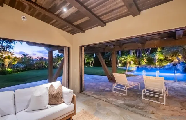 a view of yard with outdoor seating