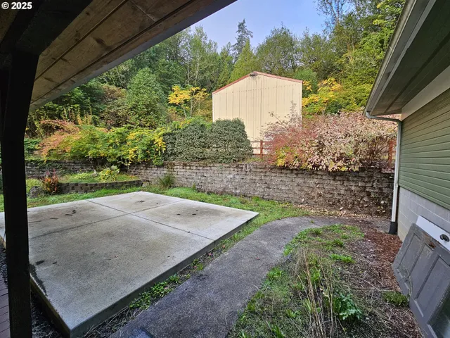 a view of a back yard of the house