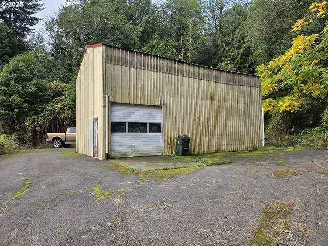a view of a house with backyard and trees