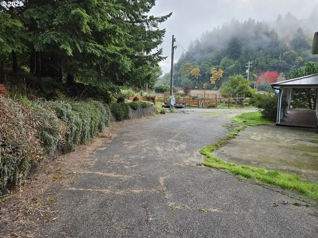 a view of a street with some trees