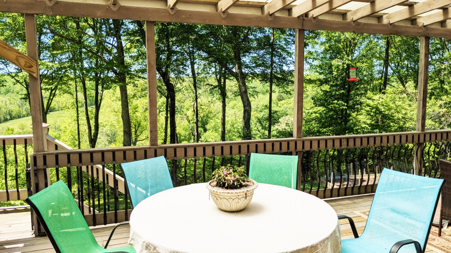 7107 Wells Cemetery Road Dickson, TN 37055 - Photo 33 of 59 a view of a dining table and chairs in the roof deck