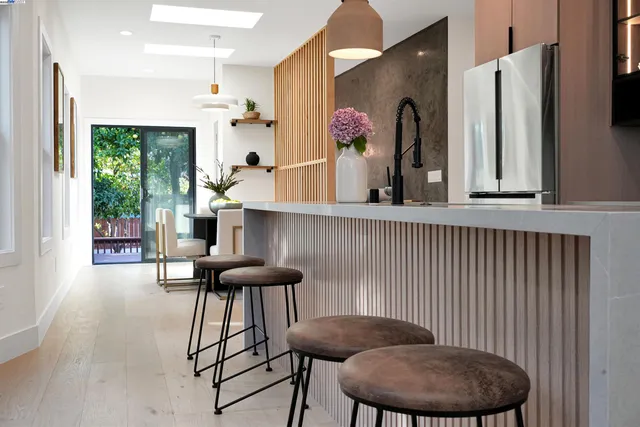 a kitchen with a stove and a microwave