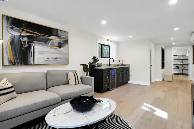 a view of a wooden deck with furniture