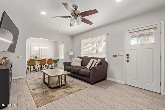 a living room with furniture