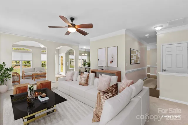 a living room with furniture