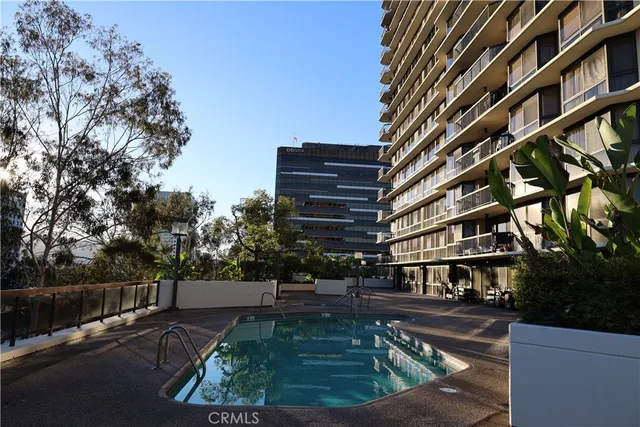 a view of a building from a terrace