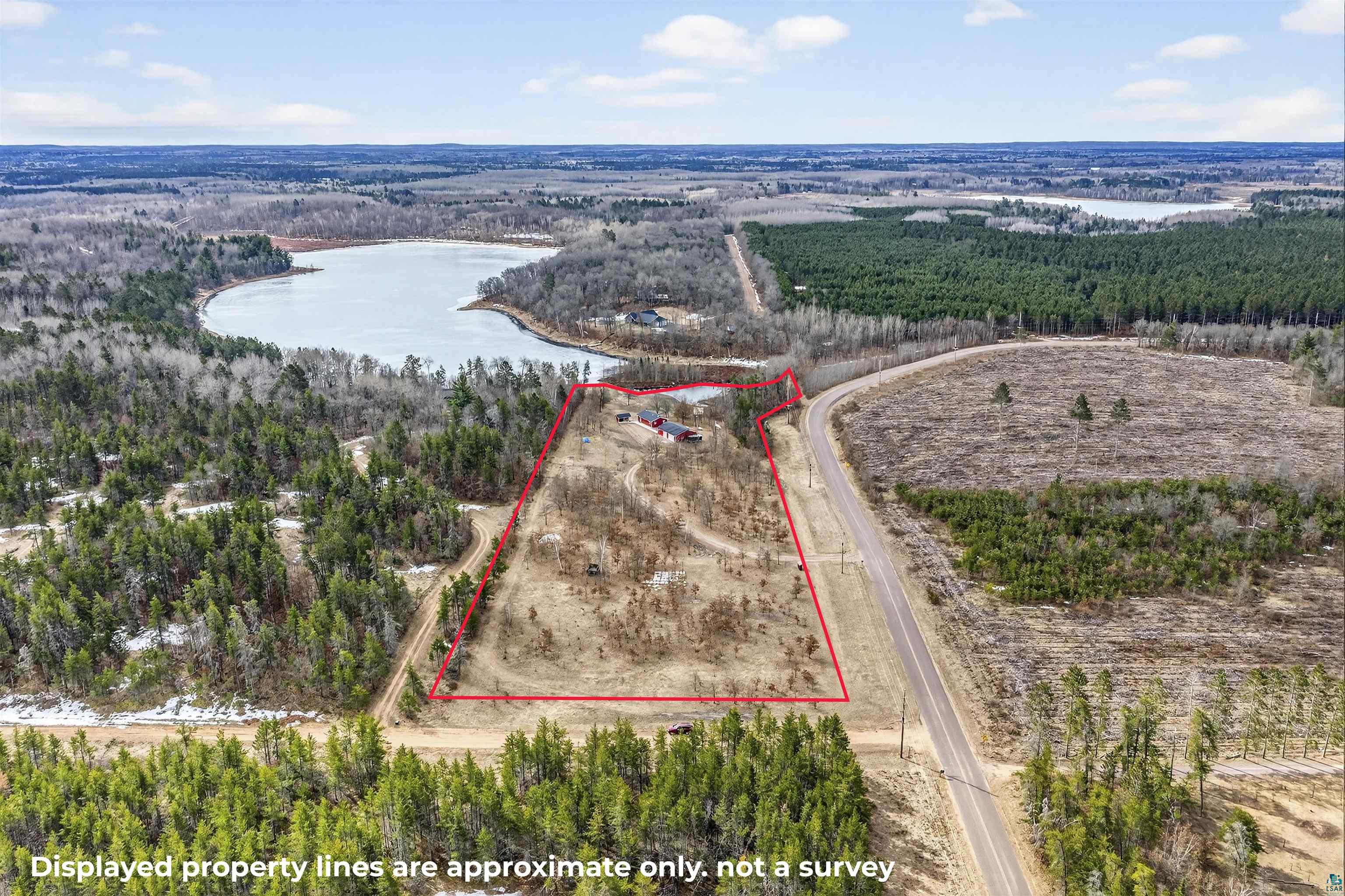 11702 East Mail Road Gordon, WI 54838 - Photo 20 of 43 View of property location with property parcel outlined and a nearby body of water