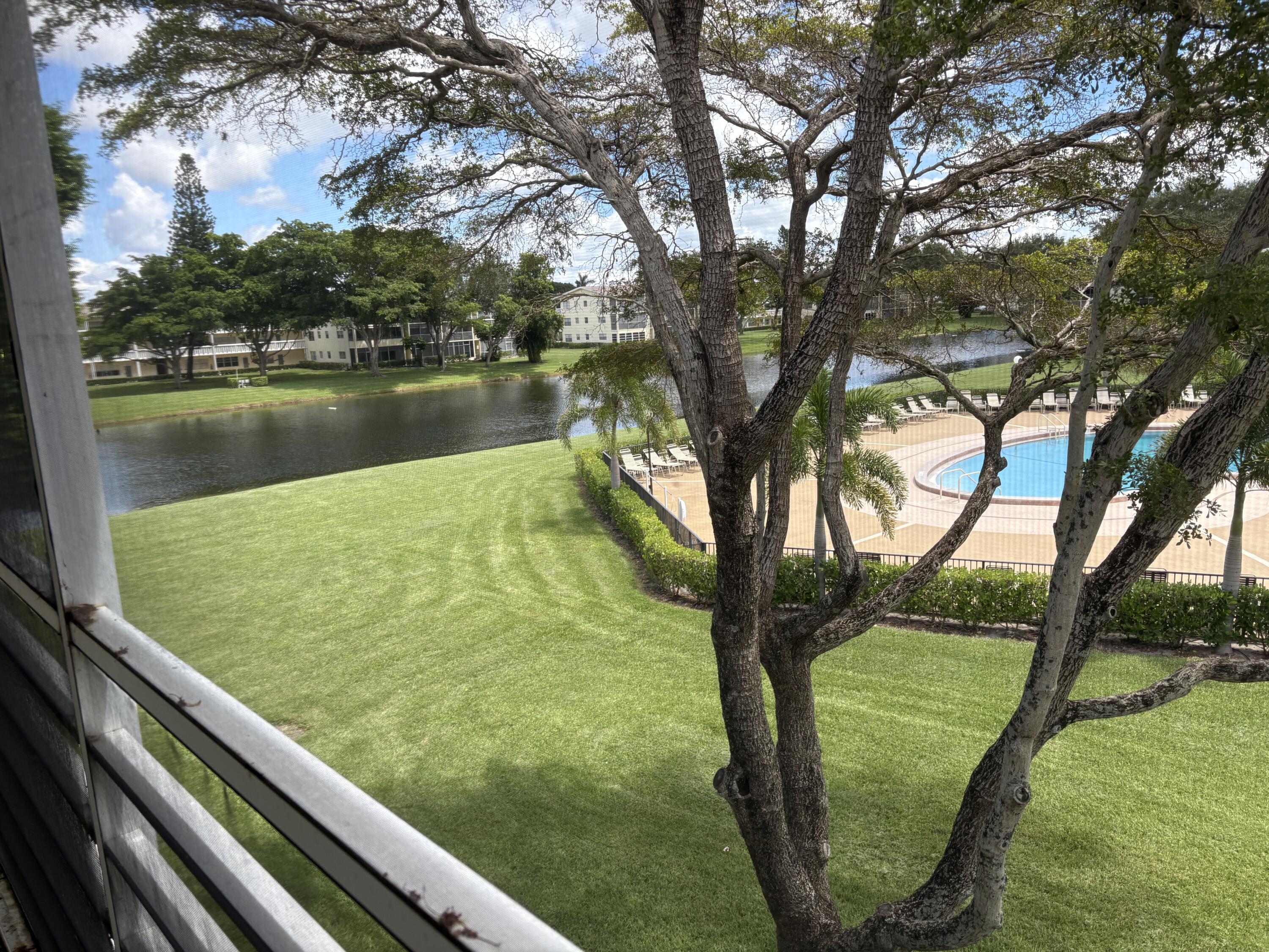 a view of lake from a balcony