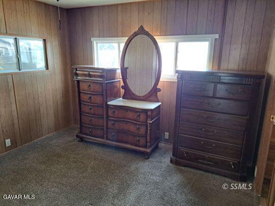 a room with a dresser and a mirror