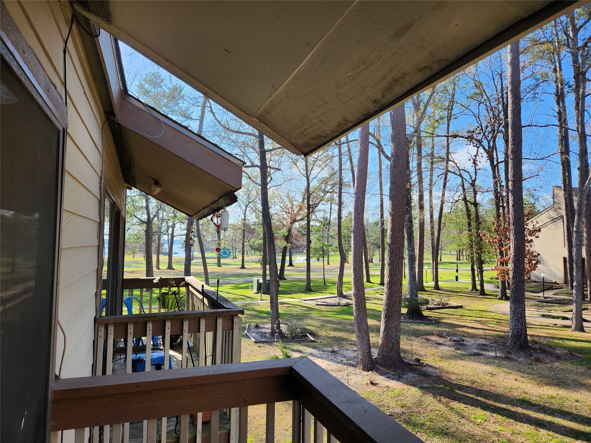 a view of a house with a large window