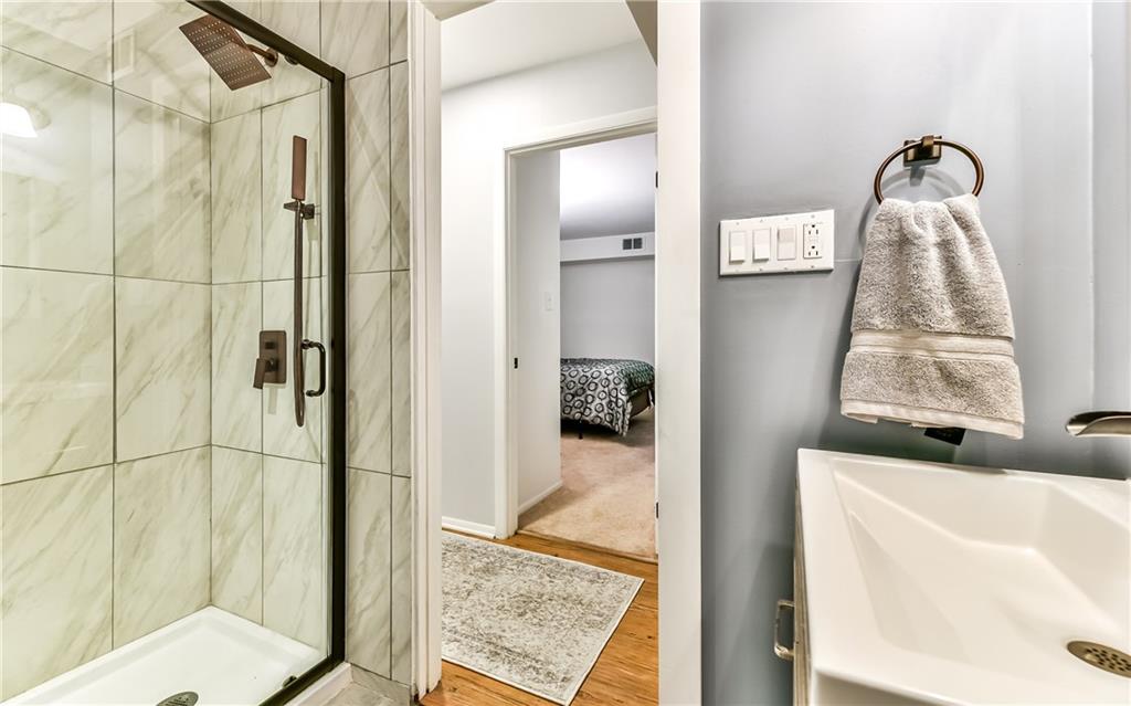 553 Sloop Road, Unit 38 Pittsburgh, PA 15237 - Photo 12 of 22 Glass enclosed shower with Oil Rubbed Bronze Glass shower door and new vanity! It's Beautiful!!!