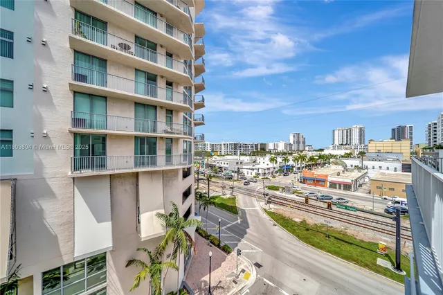 a city view with tall buildings