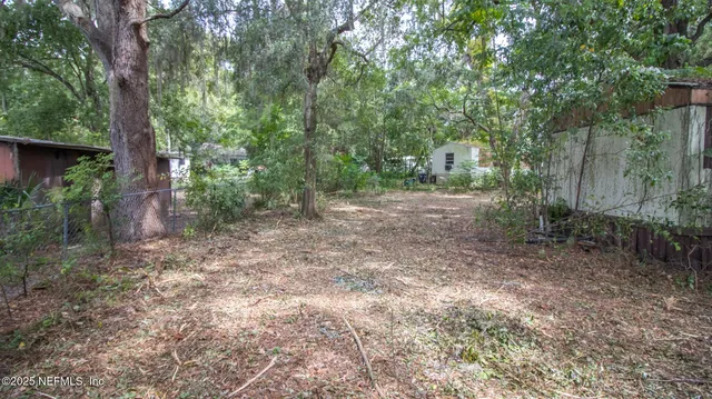a view of backyard with green space