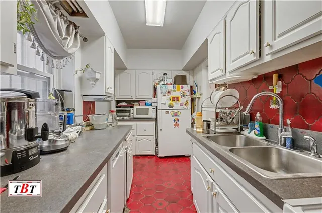 a kitchen with lots of counter top space