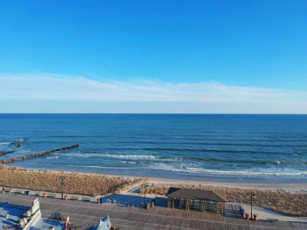 a view of a room with an ocean view