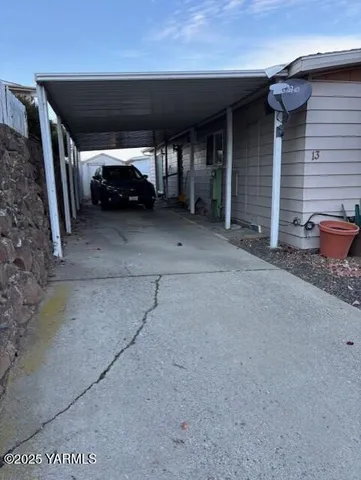 a view of a balcony with an outdoor space