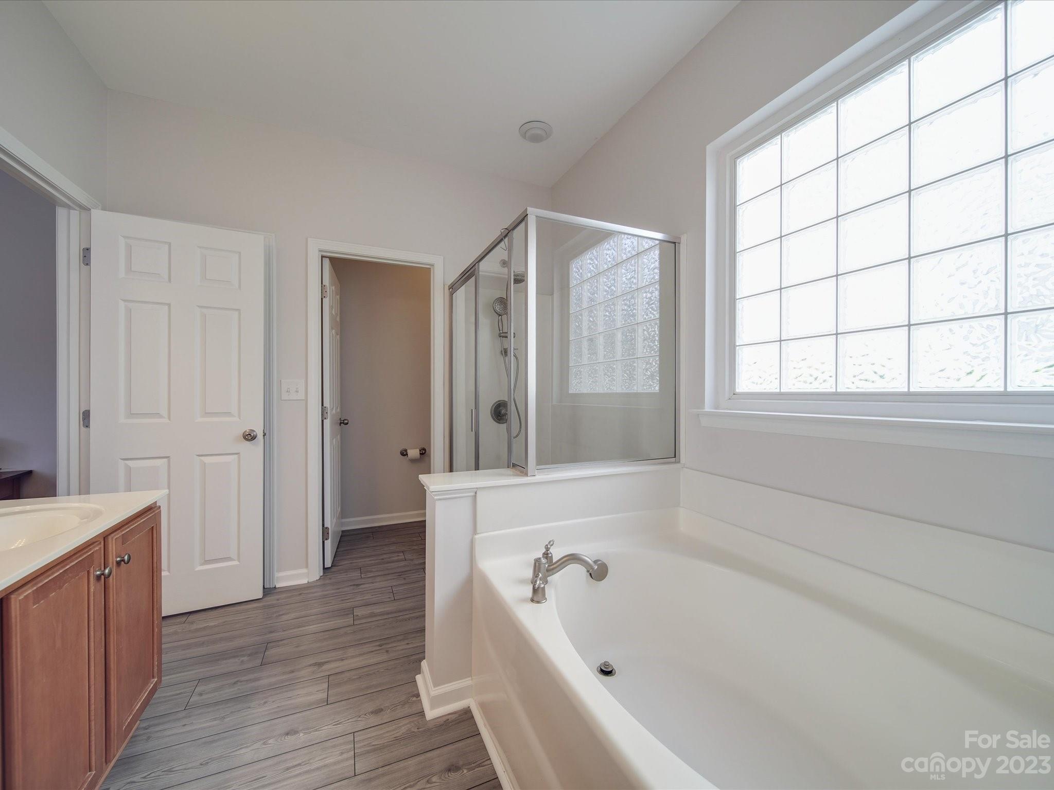 10102 Trailmoor Road Charlotte, NC 28278 - Photo 35 of 44 a bathroom with a tub a sink and a window