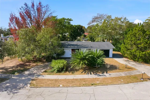a view of a house with a garden
