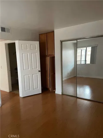an empty room with a door