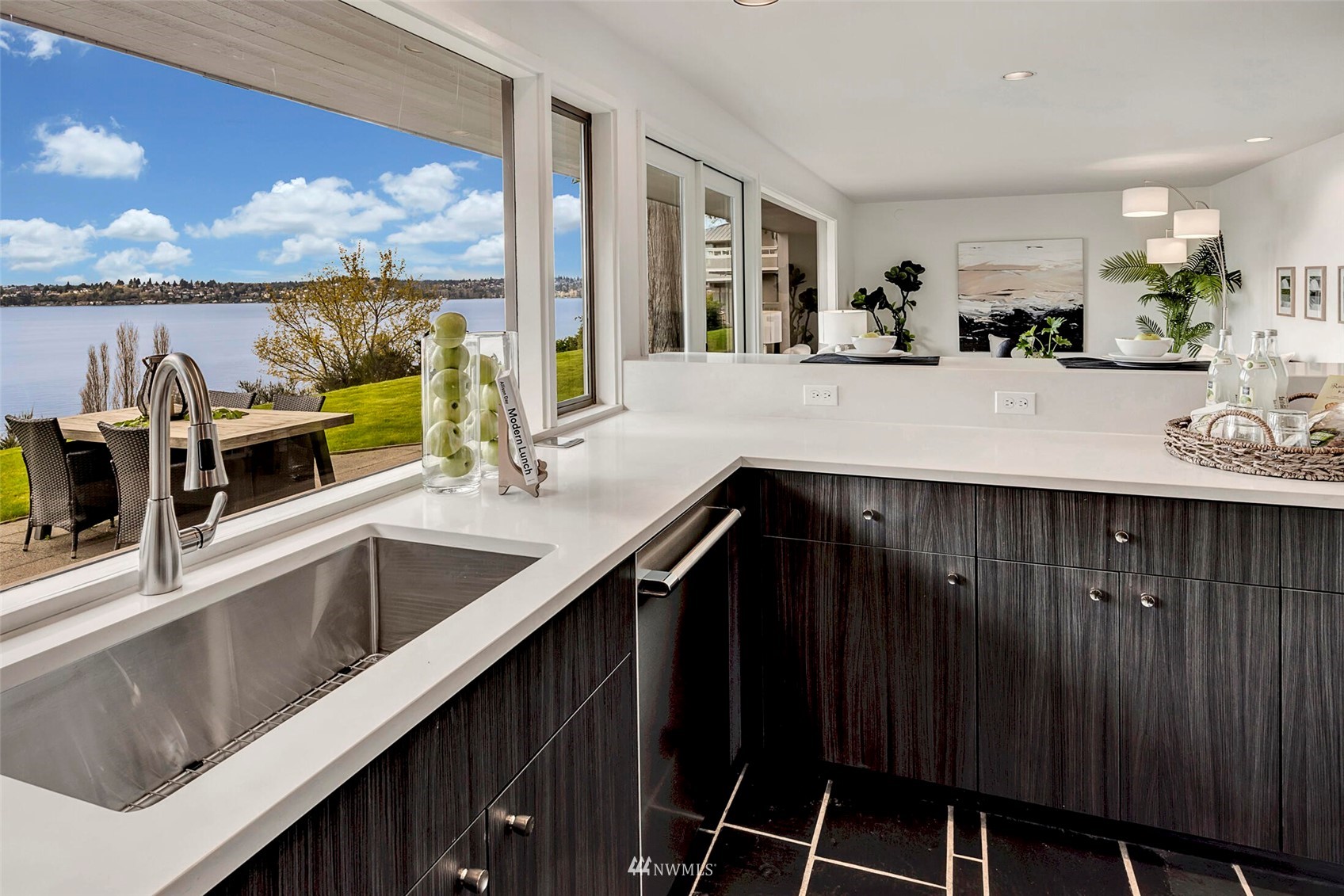 3217 Evergreen Point Road Medina, WA 98039 - Photo 7 of 25 a kitchen with a sink and large window