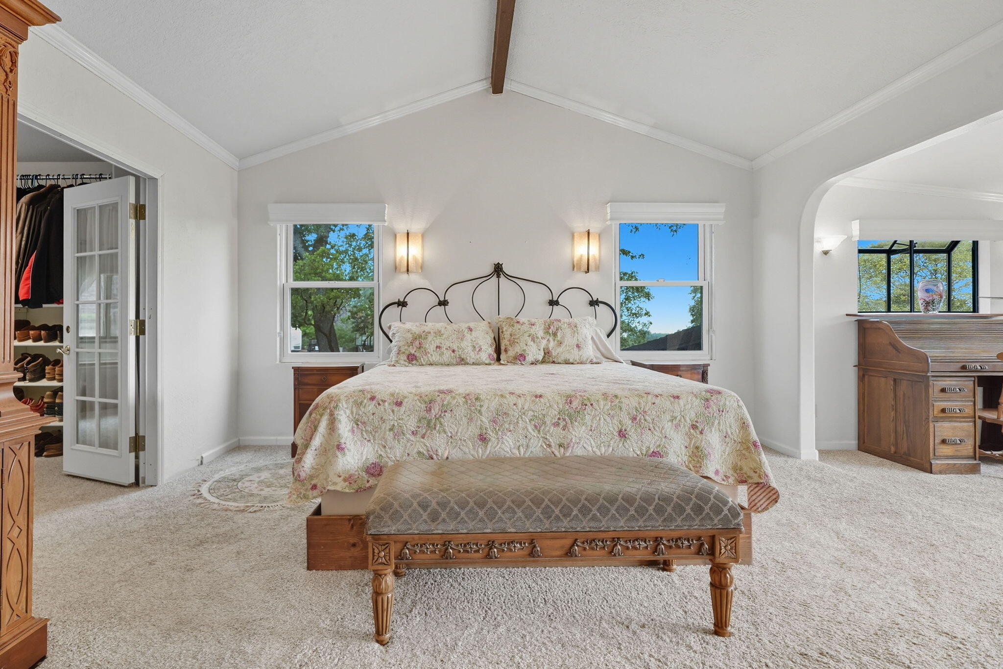 28382 Alpine Way Shingletown, CA 96088 - Photo 27 of 45 a bed sitting in a bedroom and table chair