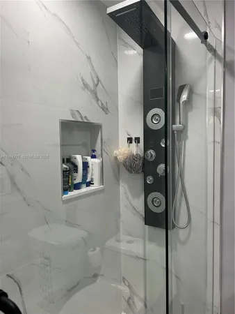 a bathroom with a shower