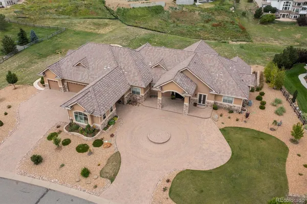 an aerial view of a house